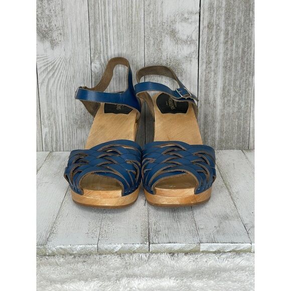 Hasbeen of Sweden Blue Woven Leather Sandals Size 41 WORN ONCE - Picture 3 of 10